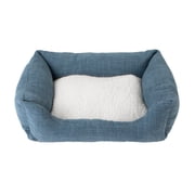 Petmate Plush Box Dog Bed, Cat Bed for Medium Dogs and Cats, 22 x 28 Inches, Raised Rim, Non Skid Bottom, Machine Washable, Assorted Blue or Gray