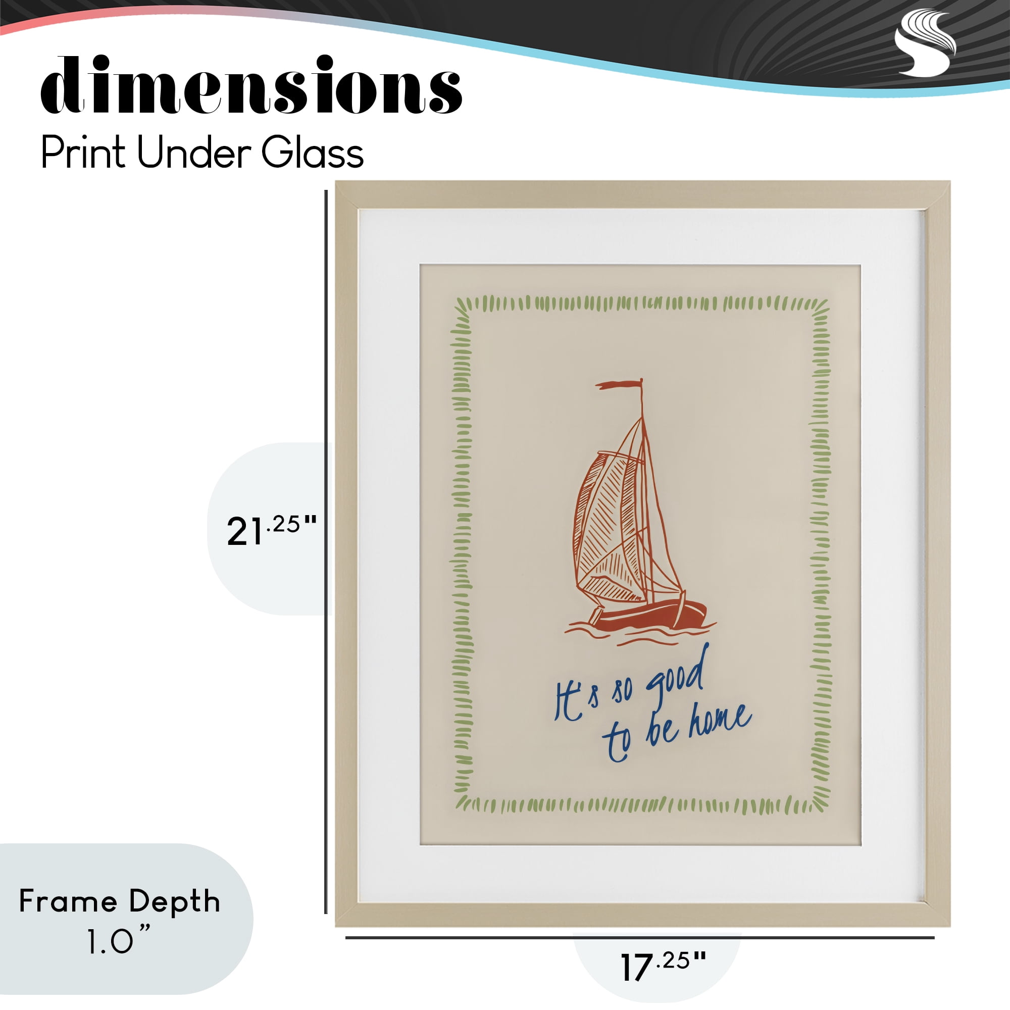 Stupell Industries Good To Be Home Sailboat Birch Framed Print Under Glass, design by The Prints Vibe