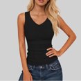 thumbnail image 3 of Ribbed Tank Top for Women Sleeveless V Neck Fitted Basic Top Soft Stretch Casual Slim Fit Solid Color Summer Layering Shirt for Daily Wear Gym Workout,Black M, 3 of 6