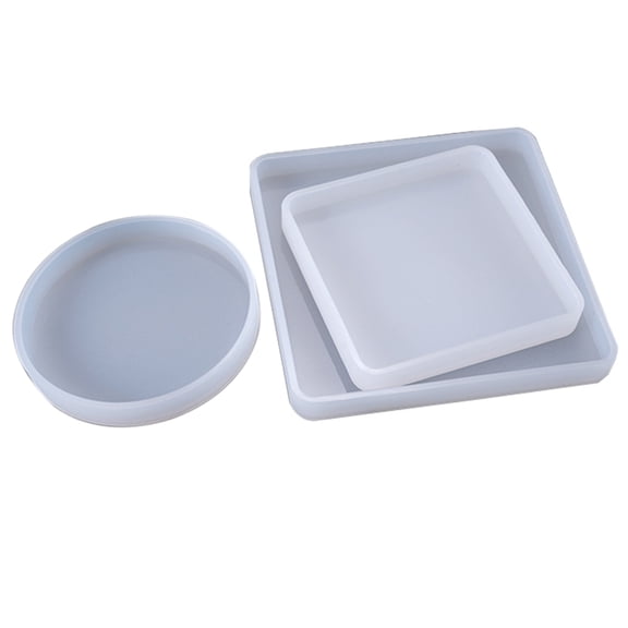 MANNYA Portable 3x Tray Resin Mold Square Round Highlight Silicone Crystal Epoxy Mold Easy to Release