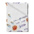 thumbnail image 2 of Fish Soft Flannel Fleece Blanket, Underwater Life Themed Art with Tropical Goldfish and Mackerel in Pastel Watercolors, Cozy Plush for Indoor and Outdoor Use, 50" x 70", Multicolor, by Ambesonne, 2 of 5