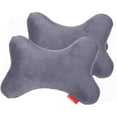 thumbnail image 2 of 2pk Dog Bone Shaped Travel Neck Pillows with Washable Removable Cover Memory Foam Car s Truck Driving Comfort Head Rest Support (Gray), 2 of 5