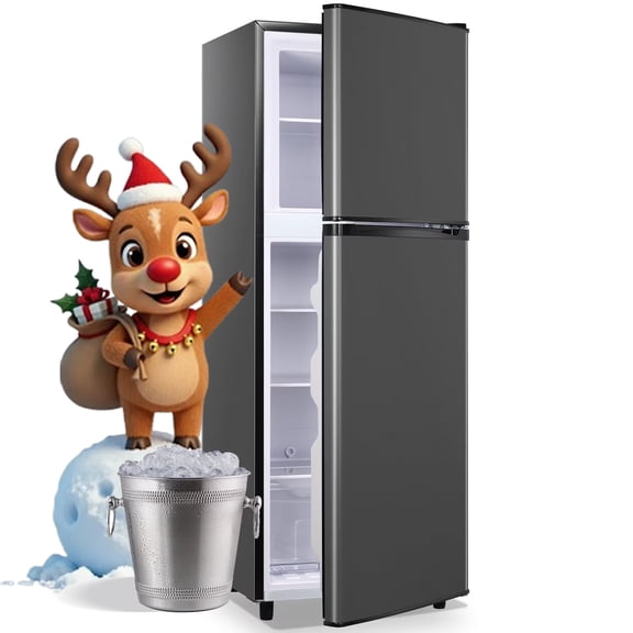 JIEJIA 5.0 Cu.Ft Apartment Size Refrigerators with Separate Freezer, 2 Door Refrigerator, Small Fridge with Freezer, Gray