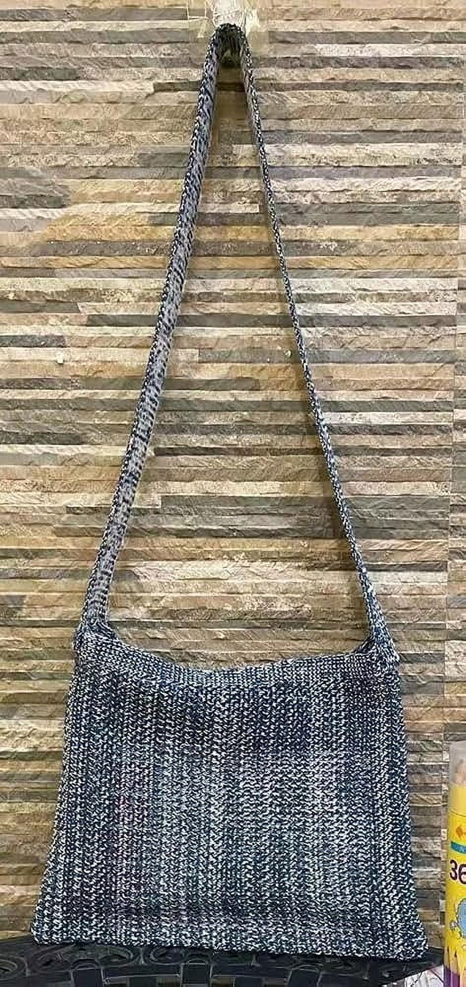 Kukuzhu Crochet Shoulder Bag Women Storage Knitting Crossbody Bag Woven Bag Simple Color Hollow Design Knitted Purse