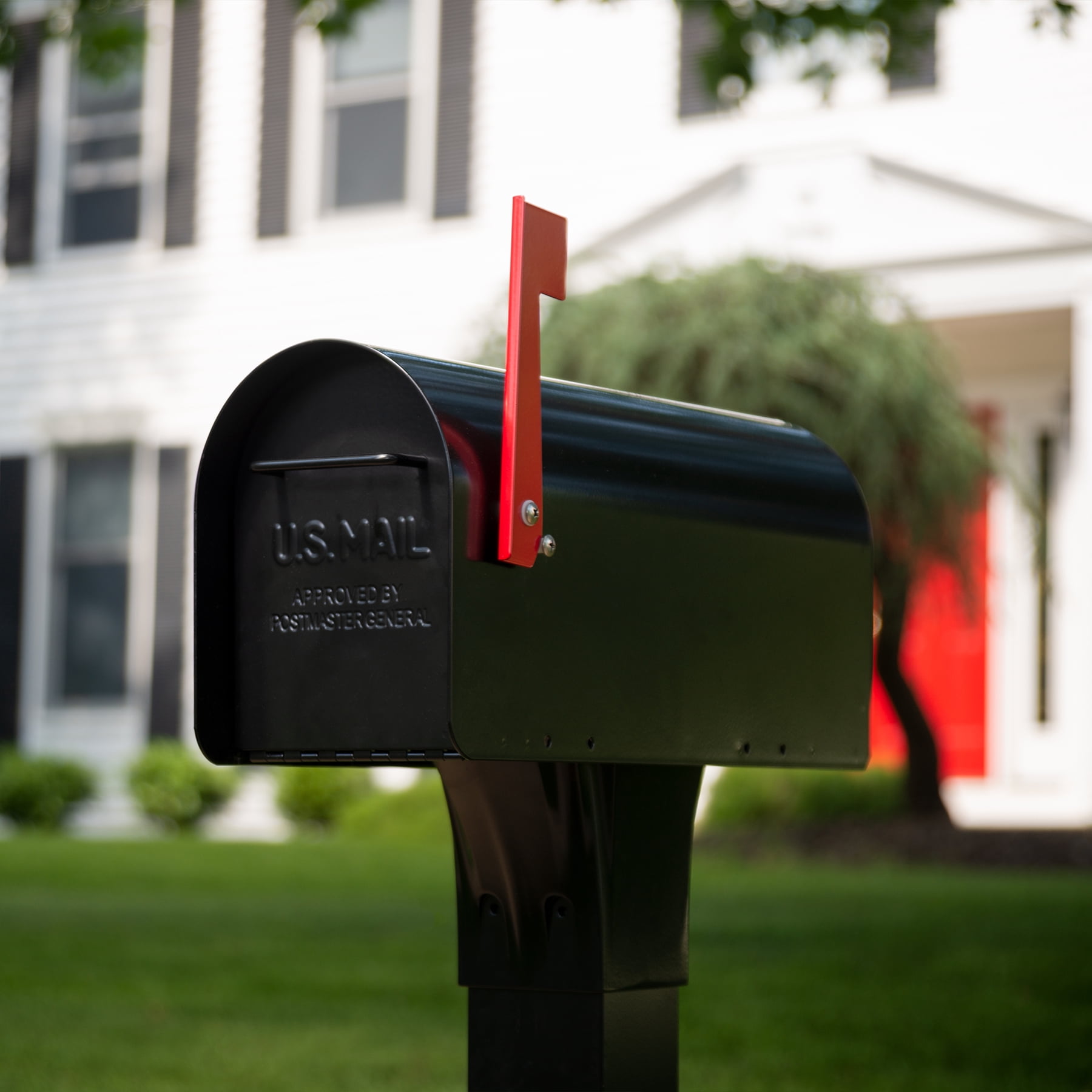 Architectural Mailboxes Ironside Galvanized Steel, Large, Post-Mount Mailbox in Black
