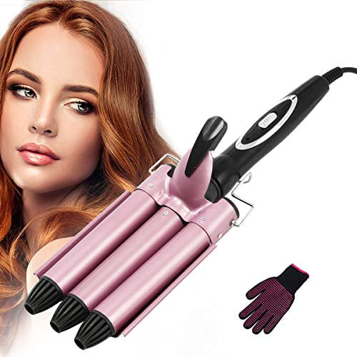 Hair Curling Iron, 3 Barrel Curling Iron Wand,Ceramic Tourmaline Triple Barrels, Dual Voltage Hair Crimper Temperature Adjustable 25mm Hair Crimper, Hair Waving Styling Tools for Women & Girls (Rose) Hair Curling Iron, 3 Barrel Curling Iron Wand,Ceramic Tourmaline Triple Barrels, Dual Voltage Hair Crimper Temperature Adjustable 25mm Hair Crimper, Hair Waving Styling Tools for Women & Girls (Rose)