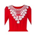 thumbnail image 4 of Girls Dress Red Long Sleeve White Lace Collar Tutu Dress 8, 4 of 5