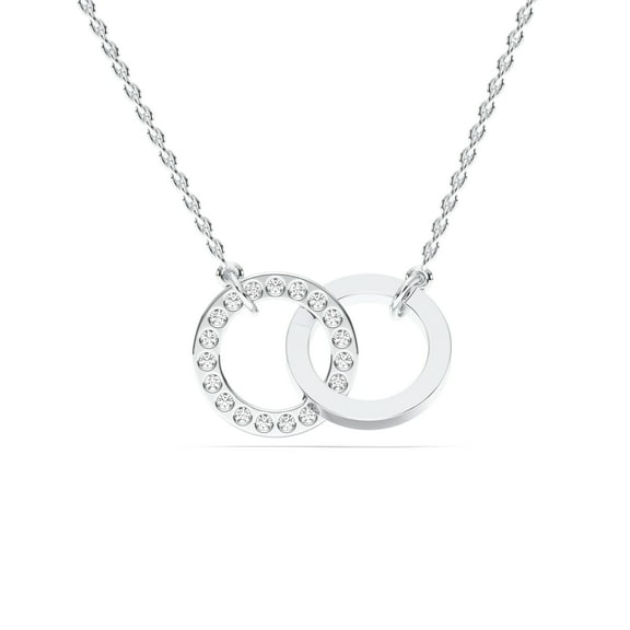 White Gold Plated Silver 0.25Ct FG/VS Round Lab Grown Diamond Linked Circle 18 inch Silver Necklace For Women