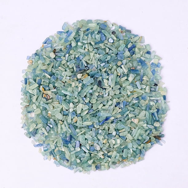 Xiao Hua Piedra triturada de partículas pequeñas naturales de 200 g, piedra desmagnetizante para decoración de uñas, pecera, jardín, piedra triturada de cristal natural azul claro de 3-5 mm