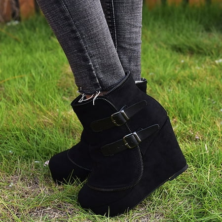 

Gubotare Work Boots Womens Ankle Rain Boots - Ladies Waterproof Winter Spring Garden Boot Black 7.5