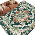 thumbnail image 2 of Area Rug for Living Room, Teal Green Boho Boho Non-Slip Indoor Large Carpet for Bedroom/Dining Room, Abstract Medieval Vintage Floral Washable Low-Profile Rectangle Floor Runner Rugs - 5 x 8 Ft, 2 of 7