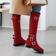 thumbnail image 6 of Women's -High Boots Ladies Fashion Retro Solid Suede Belt Buckle Zipper Thick Heel Knee Length Design, 6 of 9