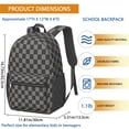 thumbnail image 3 of Gray and Black Checkered Pattern 17" School Backpacks for Teens,Waterproof Oxford Fabric,S-Shape Padded Straps for School,Travel,Hiking,Camping, 3 of 6
