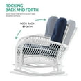 thumbnail image 3 of VIVIJASON 4-Piece Outdoor Patio White Wicker Conversation Sets, All Weather Outdoor Rattan Furniture Set Includes Glider Loveseat, Coffee Table, 2 Rocking Chairs with Cushions for Backyard, Navy Blue, 3 of 7