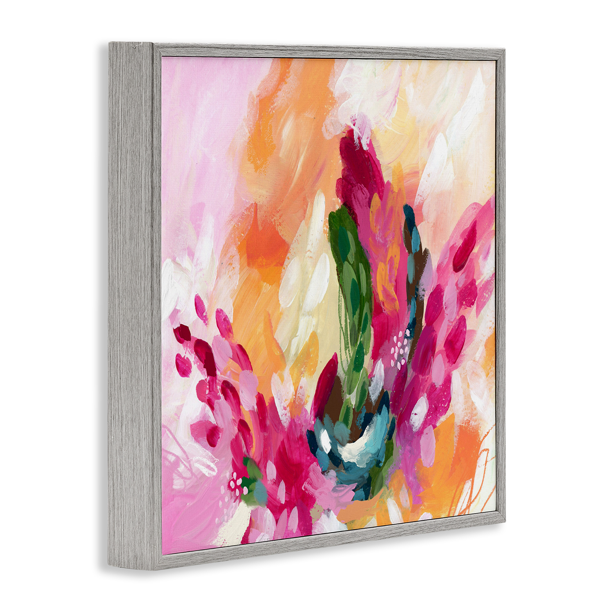 Stupell Industries Abstract Tropical Punch Abstract Painting Gray Framed Art Print Wall Art, 24 x 24