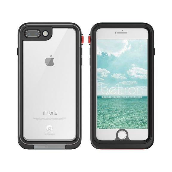 BELTRON aquaLife Waterproof, Shock & Drop Proof, Dirt Proof, Heavy Duty Case for iPhone 7/8 Plus IP68 Rated, MIL-STD-810G Certified Features: 360 Watertight Sealed Design Black/Red