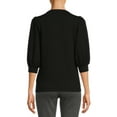 thumbnail image 2 of Time and Tru Women's Quilted Top with ¾-Length Puff Sleeves, Sizes XS-XXXL, 2 of 5