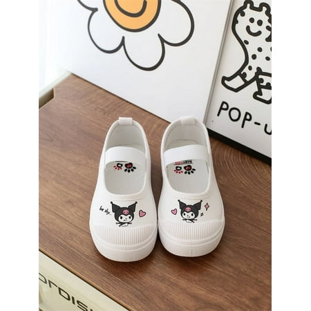 

Sanrio Kuromi Children White Shoes Anime Figure Comfortable Canvas Shoes Kawaii Cloth Shoes Indoor Soft Bottom Cartoon Hot Cute