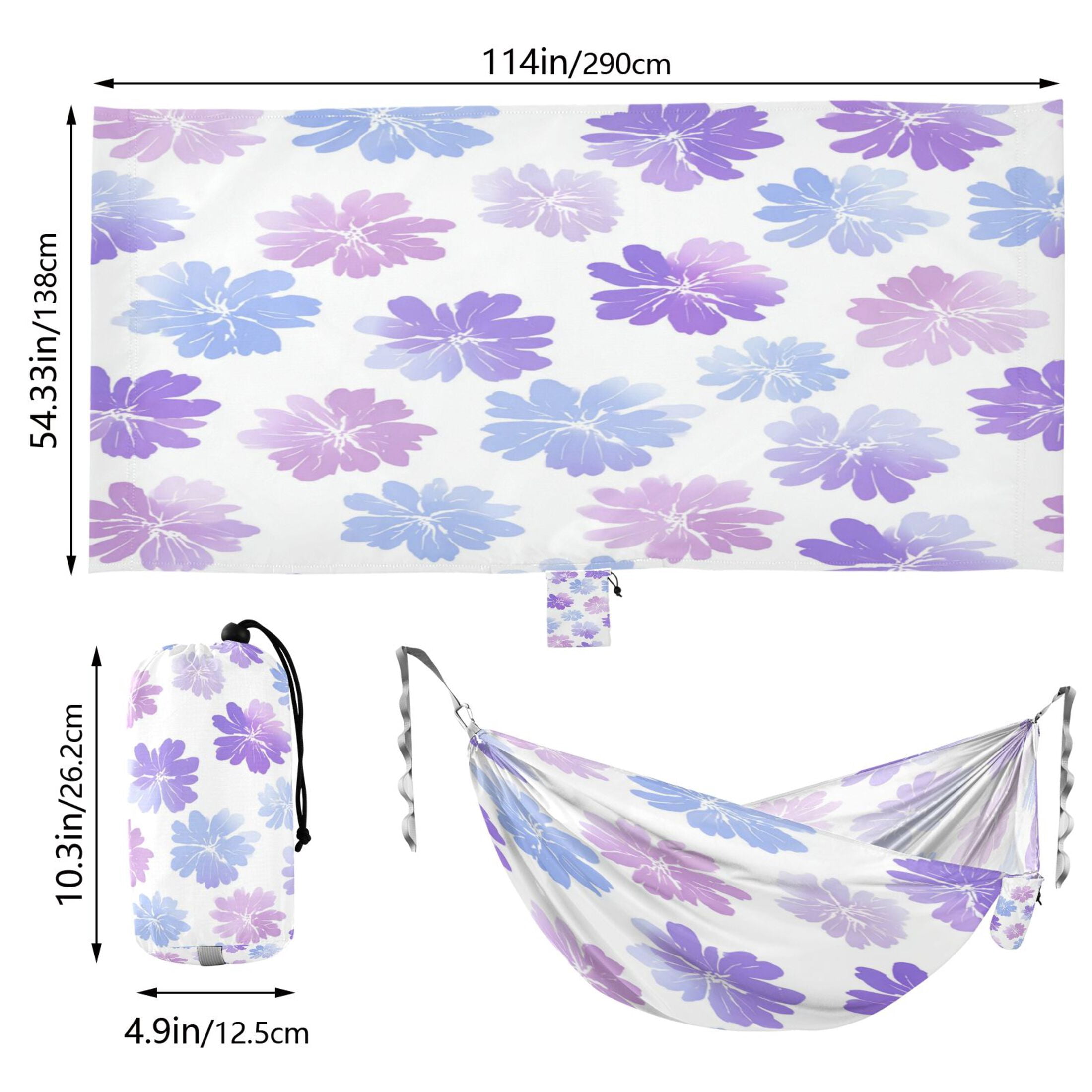 Hanging Hammock Portable Travel Camping For Outdooor Beach Camping Hiking Lavender-colored Flowers