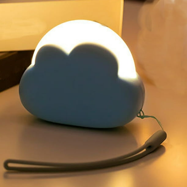 Bonita luz nocturna de nube | Lámpara portátil recargable para habitación infantil | Regulable en 4 niveles con luz blanca y cálida | Batería de 1200 mAh (16-50 horas de duración) | Incluye cable USB