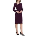 thumbnail image 2 of INSPIRE CHIC Women's Dress Formal Asymmetrical Neck Long Sleeve Midi Stretch Dresses M Dark Purple, 2 of 5
