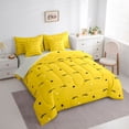 thumbnail image 3 of jejeloiu Cartoon Stars Print 7pcs Bedding Comforter Set,Yellow Black Queen Bedding Sets For Girls Kids Reversible, 3 of 8