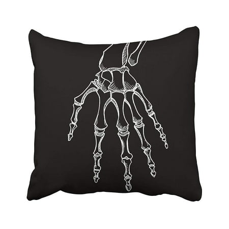 - ARHOME Anatomical Skeleton Hand Sketch with Bones Black Anatomy Body Care Drawing Finger Pillow Case Pillow Cover 16x16 inch Throw Pillow Covers