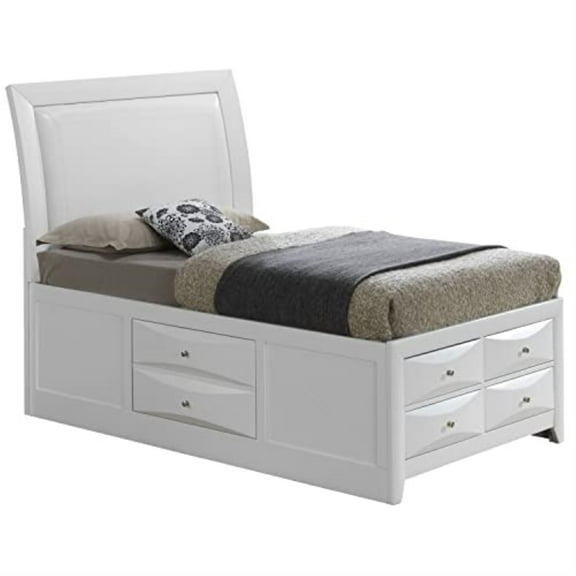 Glory Furniture Omega Wood Veneer Twin Storage Bed in White