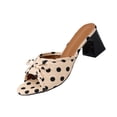 thumbnail image 2 of PiGOGI Women's Polka Dot Bow Mules Block Heel Non-Slip Comfortable Open Toe Sandals Summer Beige 5.5, 2 of 9