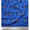 thumbnail image 1 of Soimoi Blue Silk Fabric Leaves & Floral Geometric Print Fabric by the Yard 42 Inch Wide, 1 of 3