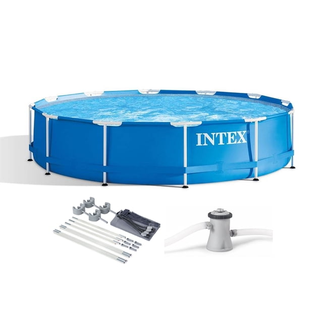 Intex 12' x 30" Metal Frame Above Ground Swimming Pool kit w/ Canopy
