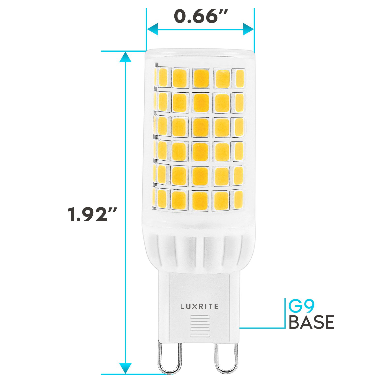Luxrite G9 LED Bulb Dimmable, 5W=45W T4 Halogen Equivalent, 6500K Daylight,  500 Lumens, Ceramic G9 Bi-Pin Base, UL Listed 5 Pack 