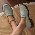 thumbnail image 2 of LOVZFMLL Women's Loafers Shoes Chunky Chunky Penny Loafer Comfortable Slip On Work Office Business Casual Dress Shoes Green 9, 2 of 9