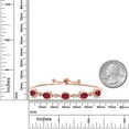 thumbnail image 6 of Gem Stone King 18K Rose Gold Plated Silver Ruby Red Mystic Topaz, Lab Grown Diamond Bracelet for Women | 4.40 Cttw | Gemstone November Birthstone | Oval 7X5MM | Fully Adjustable 9 inch, 6 of 6