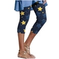 thumbnail image 2 of Plus Size High Waisted Workout Leggings High Waisted Printed Capris Leggings Women's Fashion Stretchy Workout Yoga Running Cropped Pants Yellow 3XL, 2 of 7