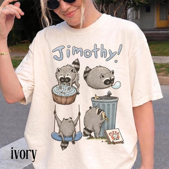 Cute Jimothy Raccoon Shirt, Funny Trash Panda T-Shirt, Cottagecore Aesthetic, Animal Lover Gift, Quirky Graphic Tee
