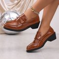 thumbnail image 4 of Busydd Womens Loafers Fashion Glossy Chunky Block Heel Dress Shoes Casual Comfortable Closed Toe Solid Color Slip On Shoes, 4 of 7