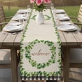 thumbnail image 4 of Spring Eucalyptus Leaves Table Runner 72 Inches, Farmhouse Botanical Burlap Paid Bed Runner Dresser Scarves Tabletop for Indoor Outdoor Parties/Ceremony/Banquet, 18" x 72", 4 of 8