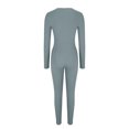 thumbnail image 3 of Ltctricy Women's Long Sleeve Workout Jumpsuits Ribbed Half Zip Full Length Slim Athletic Bodycon Stretchy Yoga Rompers, 3 of 5