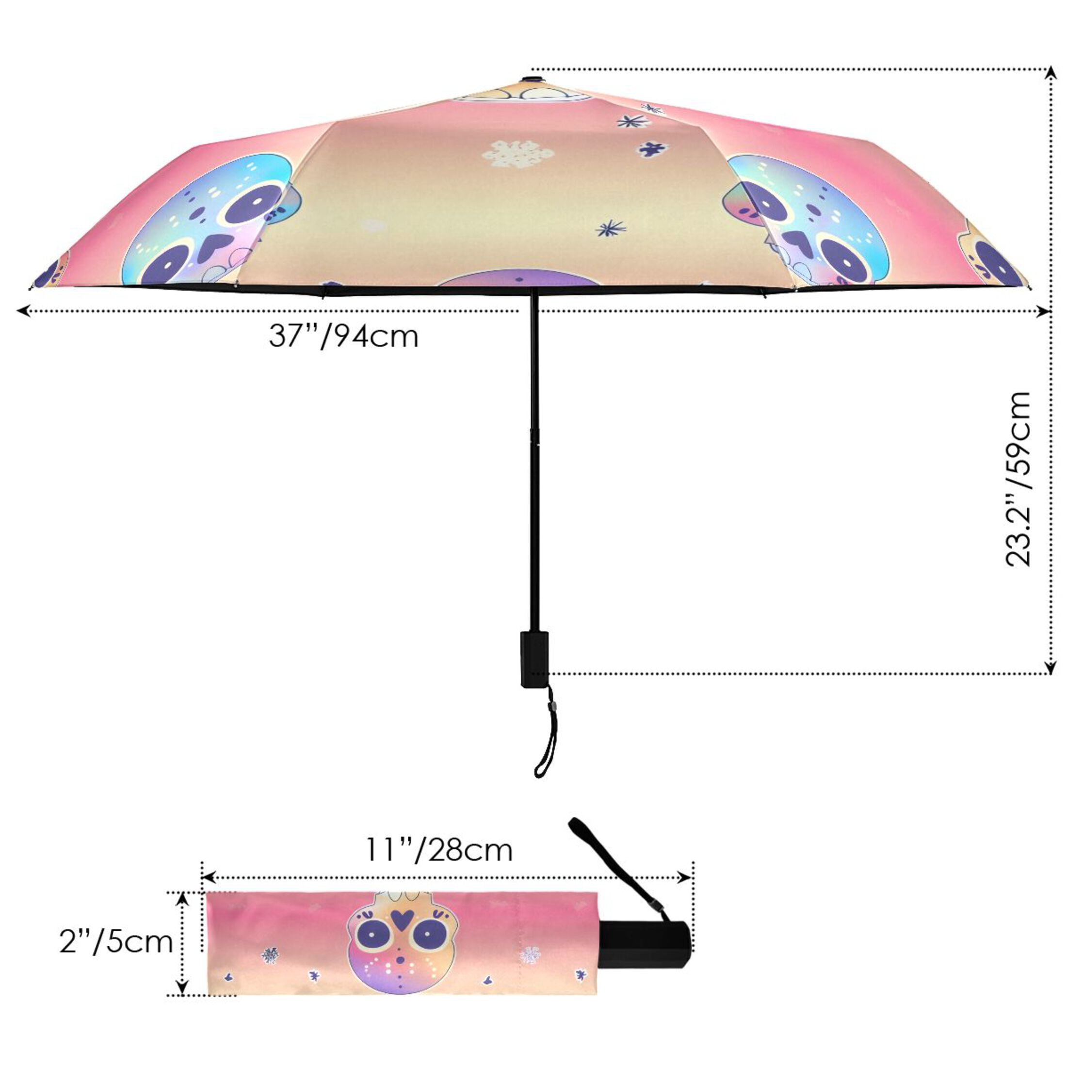 ALAZA Cute Tie-dye Skull UPF 50+ Compact Folding Umbrella for Rain Travel Umbrella Packable