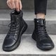 thumbnail image 5 of ZHAOCHENG Botas Martin de cuero negro para hombre, botas altas de terciopelo británico, botas casuales cálidas, nueva colección de primavera - PU negro, 40, 5 of 5