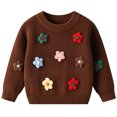 thumbnail image 2 of lnmuld Sweaters for Teens Winter Girls Knit Sweater with Handmade Floral Design Soft Warm Kids Pullover for Toddlers and Children Cozy Everyday Wear Size:4-5 Years, 2 of 8
