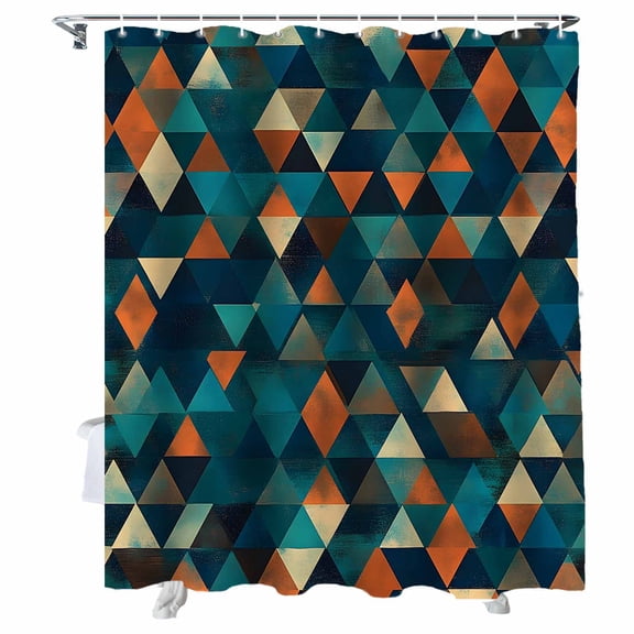 Shower Curtains Abstract Check Texture Bath Curtain Orange Green Blue Waterproof Bathroom Shower Curtain Set with Hooks Decoration 36 x 72 Inches