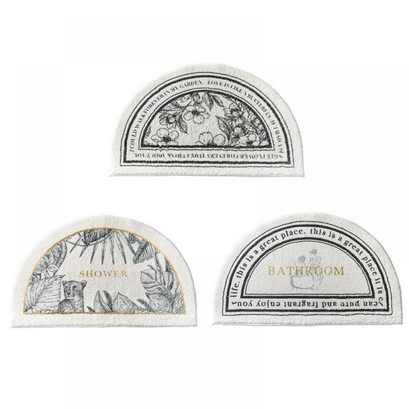 15.7"*23.6" Water Absorption Pad Bathroom Semi-circular Foot Pad Toilet Door Non-slip Household Portal Carpet Toilet Floor Mat Simple