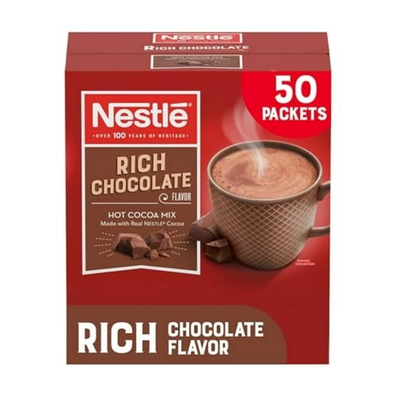 Nestle Hot Chocolate SCH4Packets, Hot Cocoa Mix, Rich Chocolate Flavor, Made with Real Cocoa, Bulk Pack, 0.71 oz Packet (50 Count)