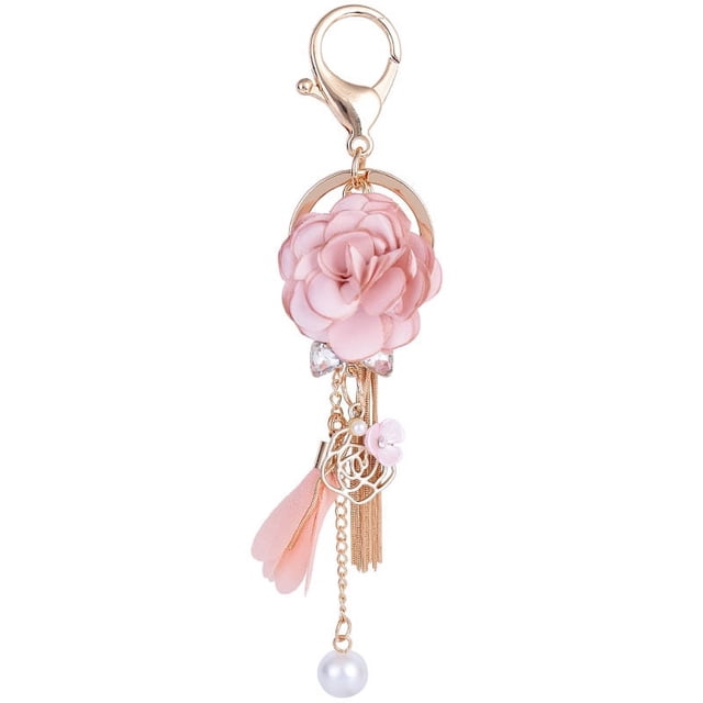 Llavero con borla y colgante de perla, accesorio de joyería con dijes, ideal para cumpleaños, Acción de Gracias, Navidad, llavero, bolso o decoración de coche.
