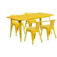 thumbnail image 2 of Flash Furniture Commercial Grade 31.5" x 63" Rectangular Yellow Metal Indoor-Outdoor Table Set with 4 Arm Chairs, 2 of 5