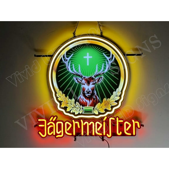 Queen Sense 24"x24" Custom Jagermeisters German LED Sign Light Neon Signs With Dimmer Party Home Wall Decor Lights W124JMYLV2VVD-XLED