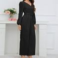 thumbnail image 4 of Aloohaidyvio Women's Elegant V Neck Jumpsuit Casual Straight Trousers Business Romper Formal Jumpsuit Black L, 4 of 6