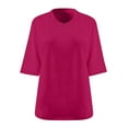 thumbnail image 3 of cocolona Womens Plus Size Summer 3/4 Sleeve Tops Oversized V Neck Lightweight T-shirts Fashion Casual Solid Color Blouse 4XL, 3 of 5